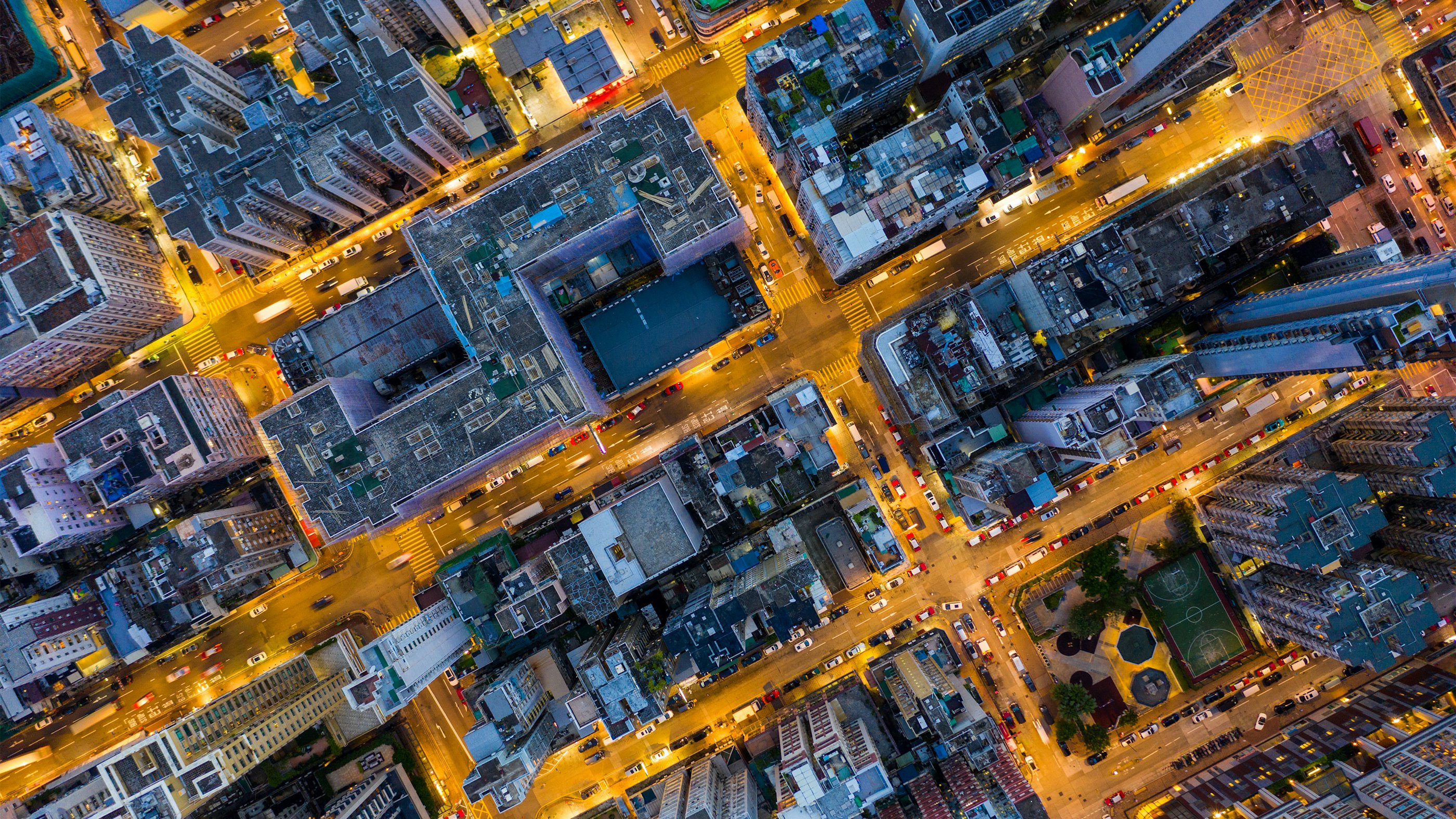 Aerial view city streets