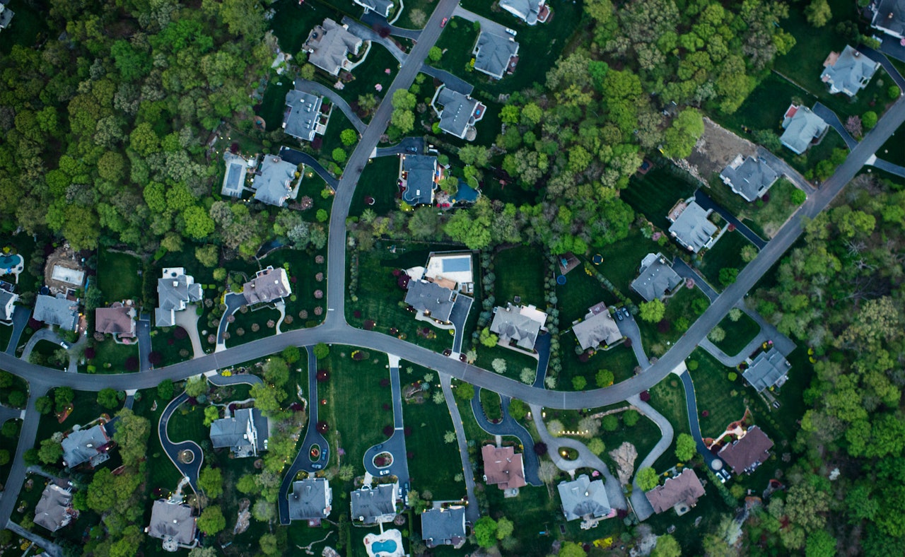 Suburban streets and houses